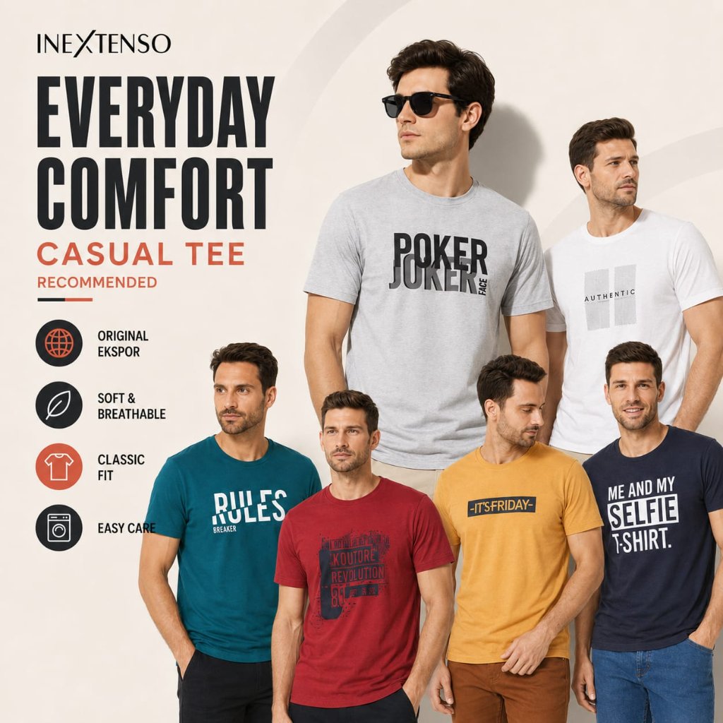 Original ekspor Man T shirt in extenso baju atasan cowok kaos pria dewasa