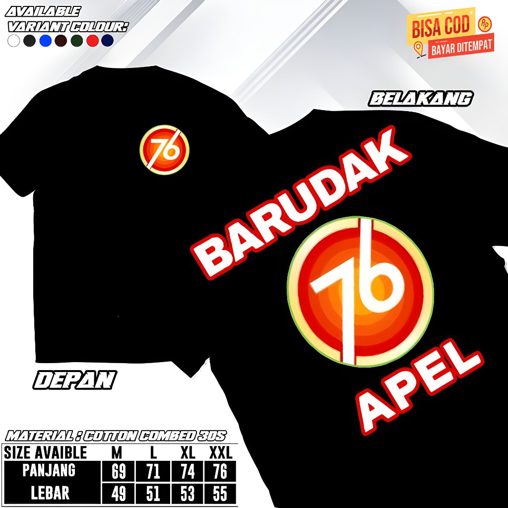 KAOS BARUDAK 76 APEL | BARUDAK WELLL | T-shit Premium Cotton Combed 30s