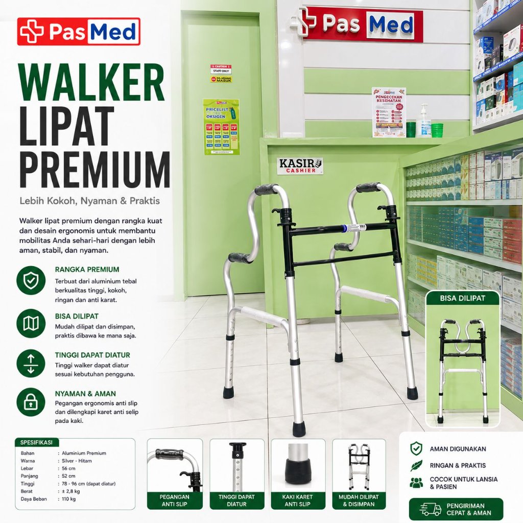 Alat Bantu Jalan Walker Lipat Premium ONEMED FS 988 | PASMED