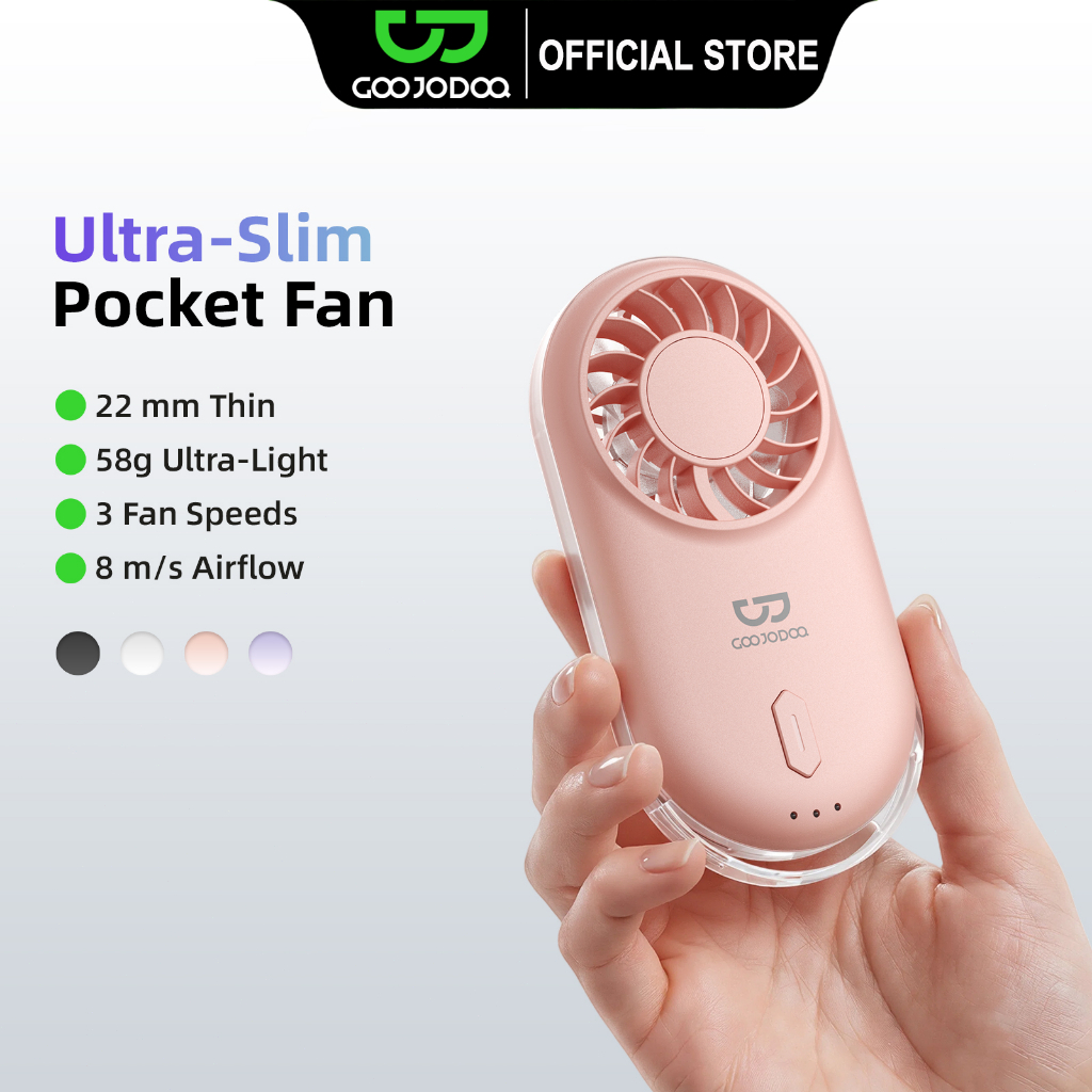 GOOJODOQ Kipas Mini Genggam  Portabel Isi Ulang Ultra Tipis Kipas Saku Kipas angin