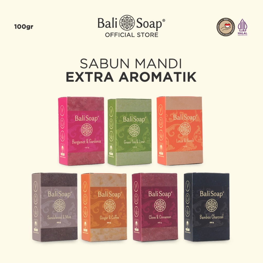 Bali Soap - Sabun Mandi Alami Natural Extra Wangi Aromatik 100gr, BPOM & Halal, NON SLS/Paraben