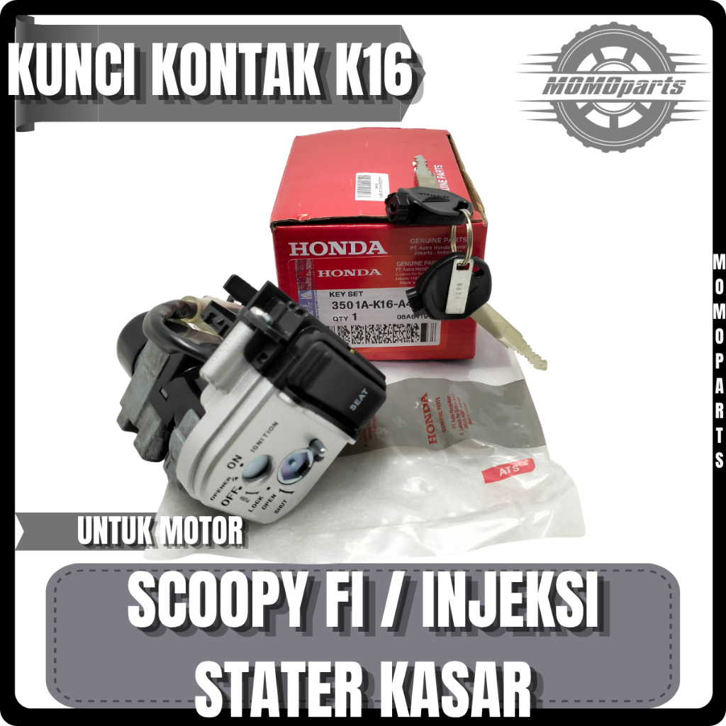 ORIGINAL KUNCI KONTAK ASSY SET PLUS TOMBOL JOK HONDA SCOOPY FI STATER KASAR KUALITAS ASLI AHM ORI KE