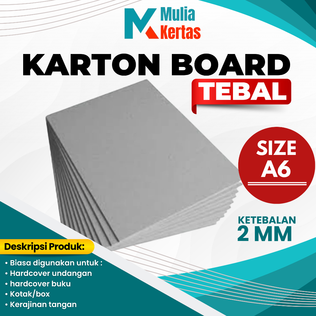 KARTON BOARD, KARTON BOT, KARTON TEBAL BOARD WARNA ABU (SIZE A6 - 2 MM)