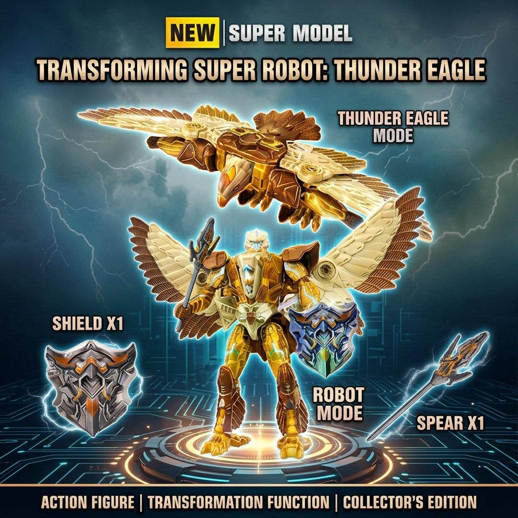 Mainan Robot Eagle Warrior Thunder Elang Deformation 2 Mode Koleksi Anak 6+