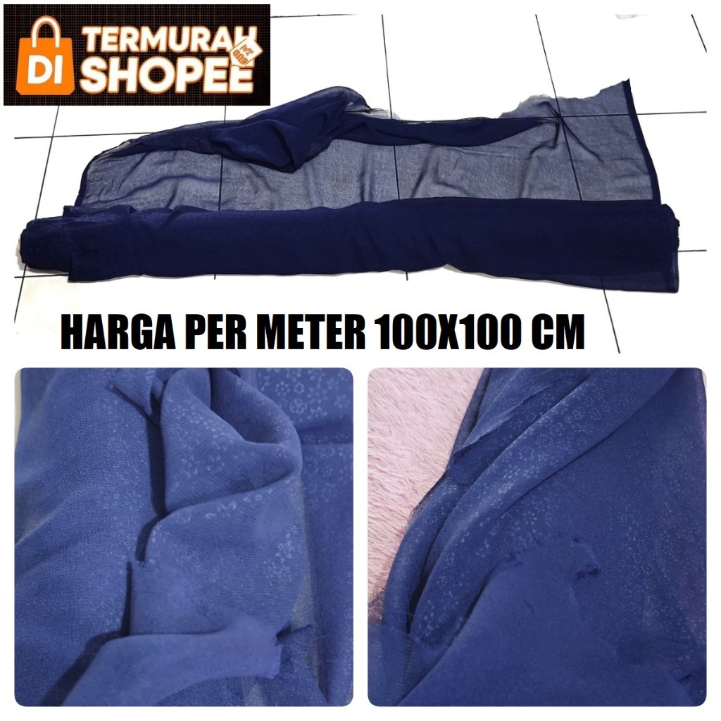 PER METER KAIN CERUTI 1X1 MTR seruti cruti sruti biru hijab kerudung pashmina gamis lembut jatuh tid