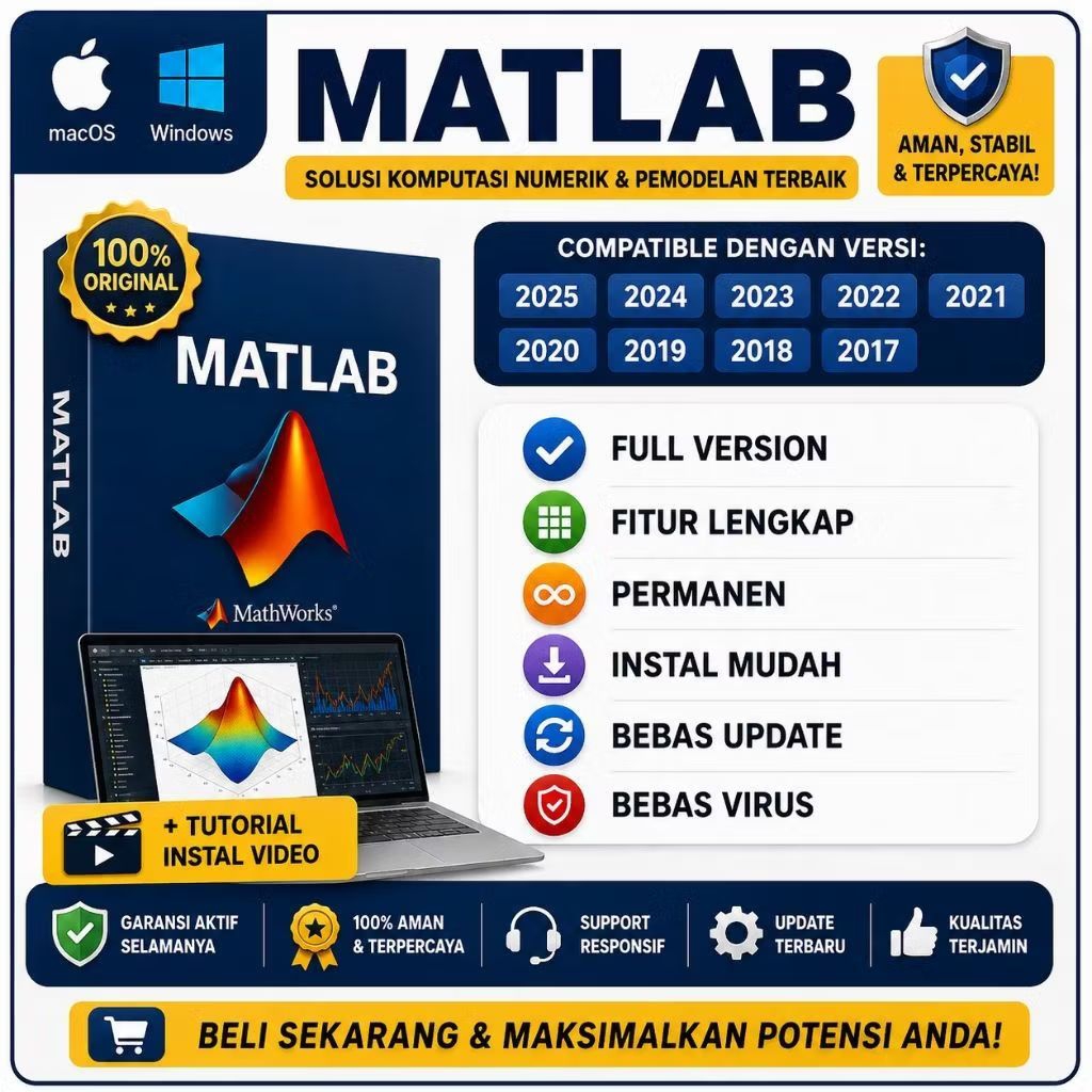 Matlab Full Version 2025 - 2017 Lifetime Permanen Windows & Mac Os | Tersedia Versi 2025 / 2024 / 20