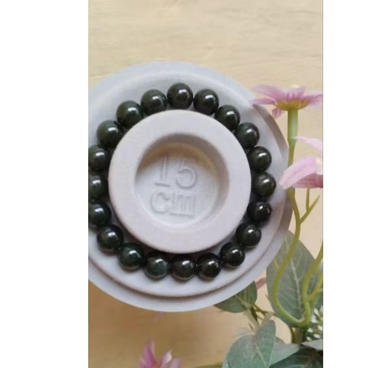 Gelang Hetian jade 9 mm / giok hetian (deep)