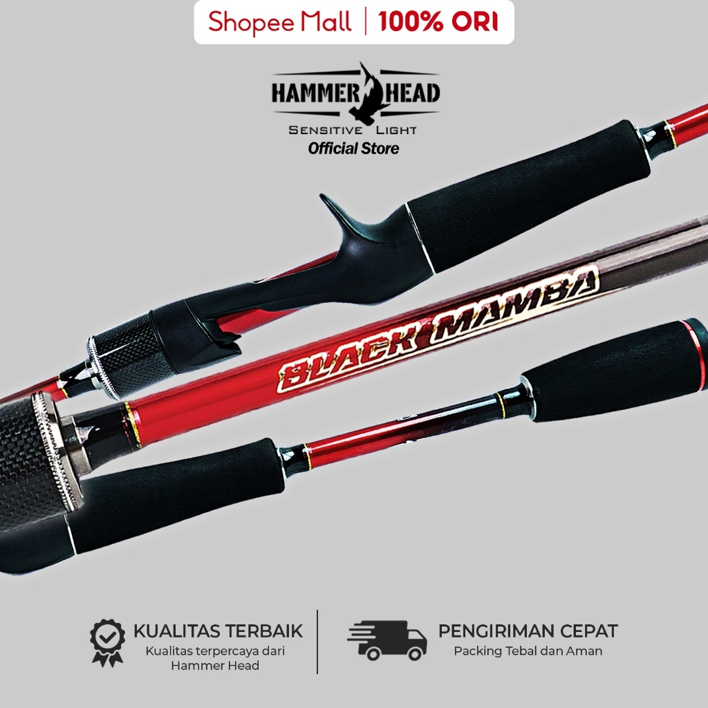 HAMMER HEAD Joran Pancing Baitcasting BLACK MAMBA Pro Series 180cm - 210cm X30 Carbon Blank Construc