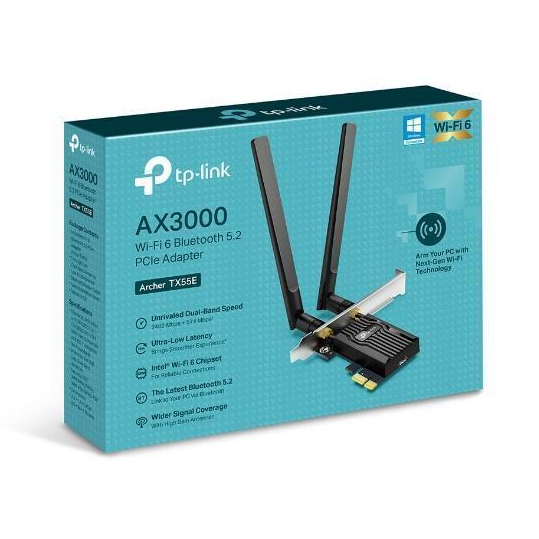 TP-LINK Archer TX55E AX3000 Wi-Fi 6 Bluetooth 5.2 PCIe Adapter - PCIe Adapter TPLink TX55E