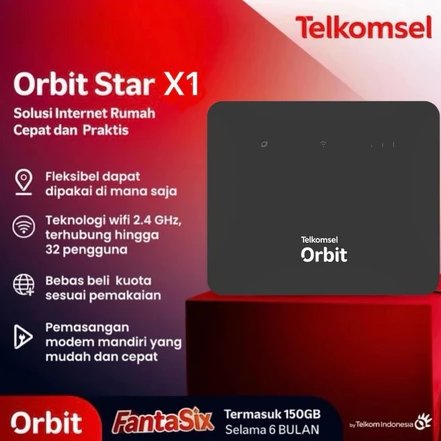 Telkomsel Orbit X1 Modem WiFi Rumah 4G LTE High Speed Free Kuota 150GB