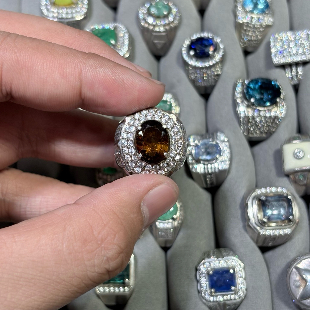 Cincin Perak Permata Dravite Tourmaline