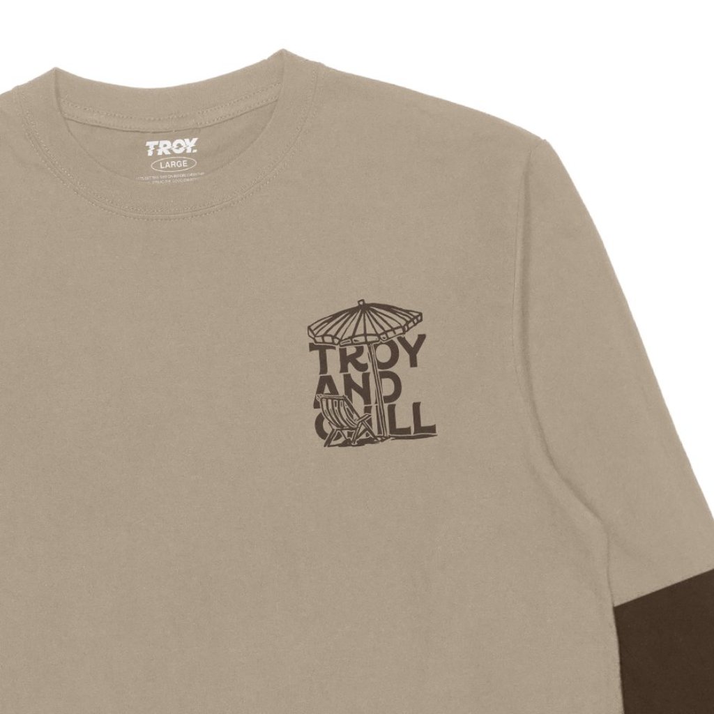 Troy Company Longsleeve Doublesleeve Beige Toffee And Chill - Kaos Lengan Panjang Beige Toffee DSD 3700