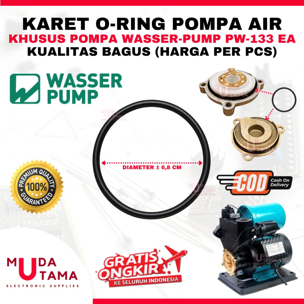 SEAL O-RING IMPELLER POMPA AIR WASSER PUMP PW133EA PW 133 EA - KARET SEAL POMPA AIR WASSER PW 133EA 