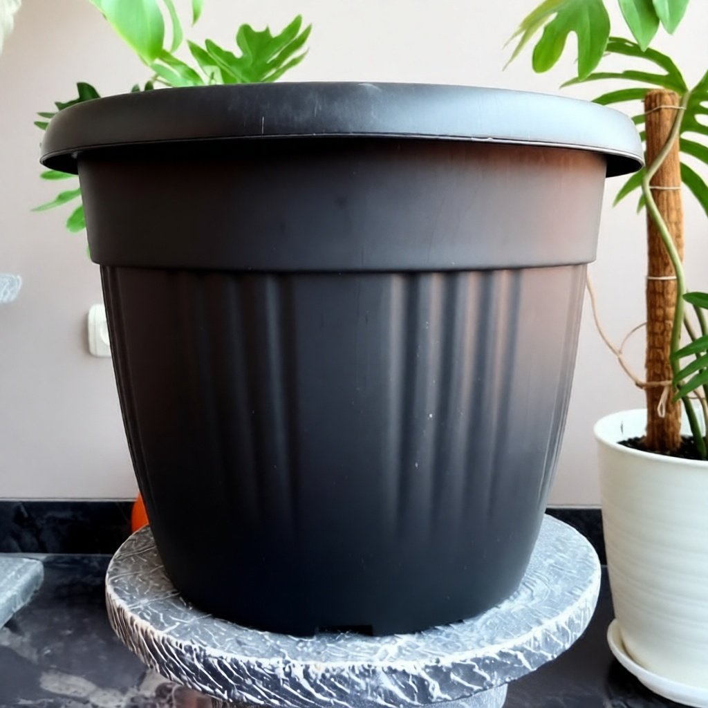 Pot Bunga Tanaman Plastik Grace 35 Hitam Kuping Bahan Tebal - GRACE 35 HITAM KUPING