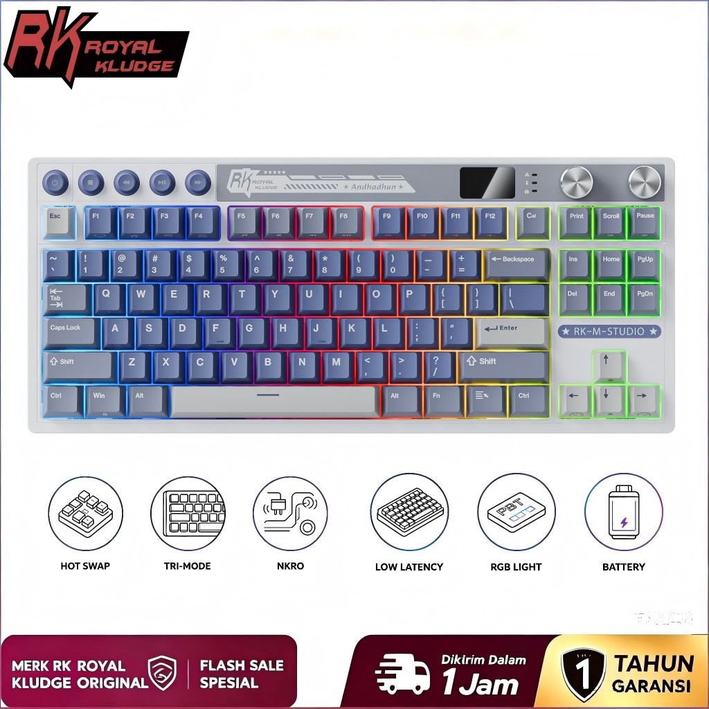Royal Kludge RK M87 Ocean Blue 87 Key Gaming Keyboard