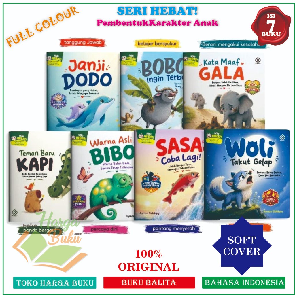 Foto SET 7 BUKU SERI HEBAT! Full Color Buku Cerita Anak Bergambar Kisah Inspiratif Pembentuk Karakter Wonderly AQWAM