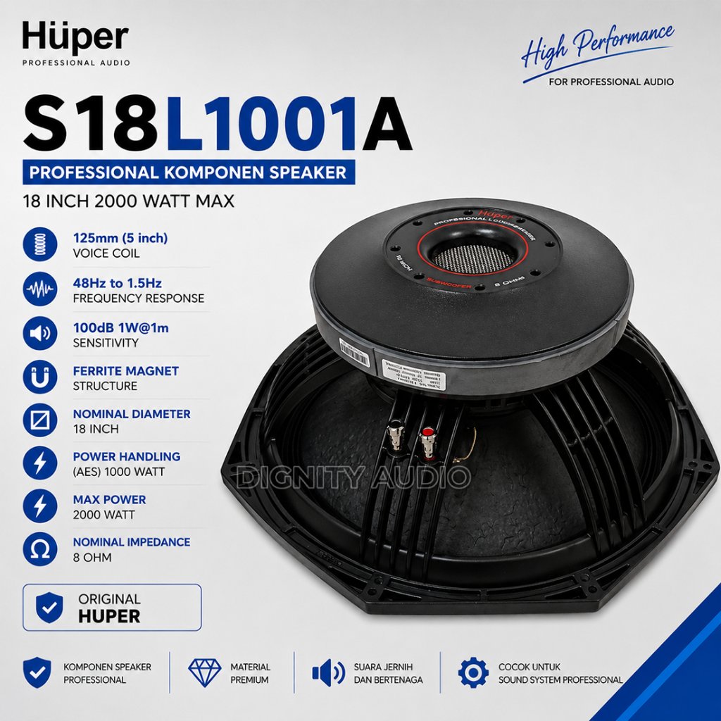 Komponen Speaker 18 Inch HUPER S18L1001A S18L 1001A S18 L1001 A Original 1000 Watt