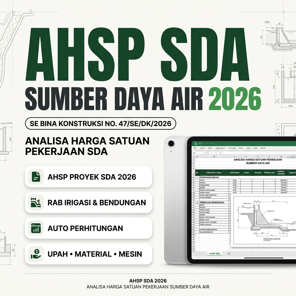 Template AHSP SDA Proyek Air 2026 | RAB Proyek Air, Irigasi & Bendungan Otomatis