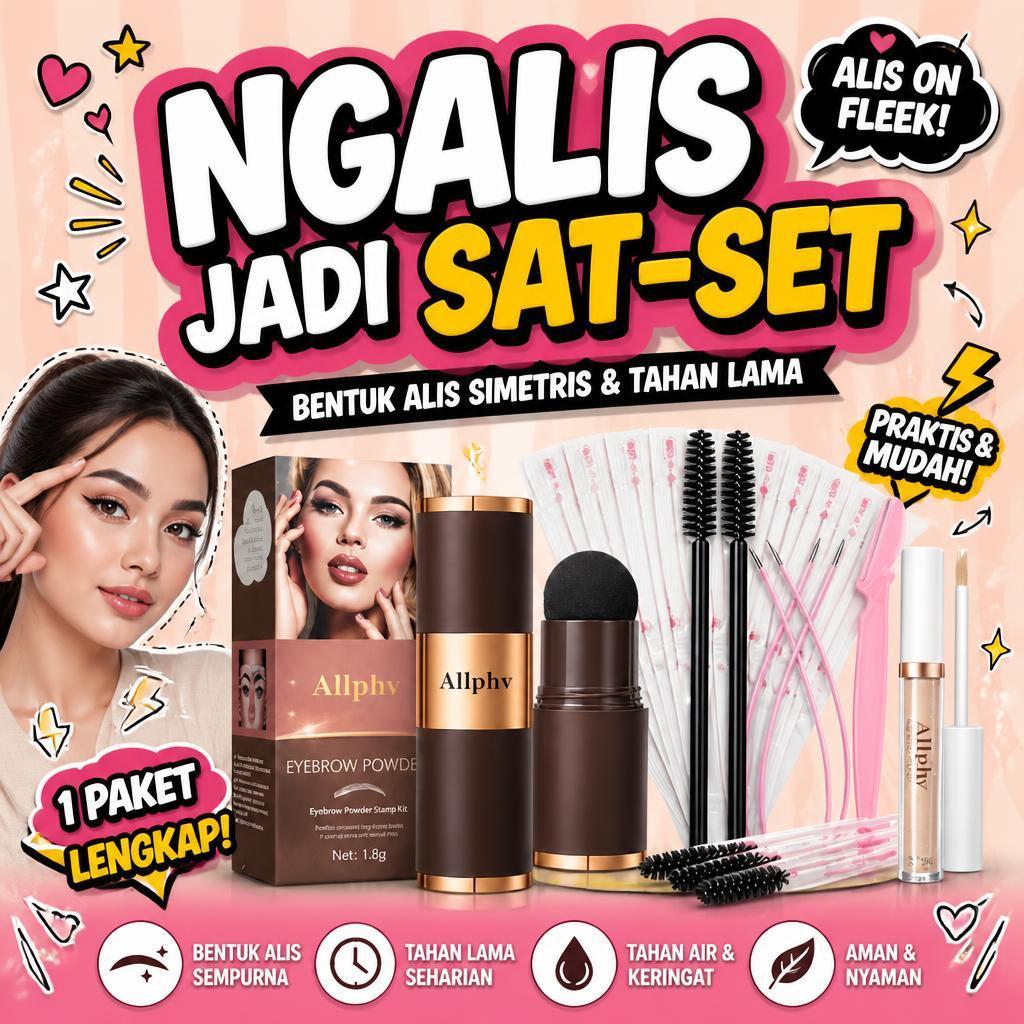 ALLPHV Cetakan Alis Instan Waterproof Eyebrow Powder Tahan Lama Alis Cetakan Tempel