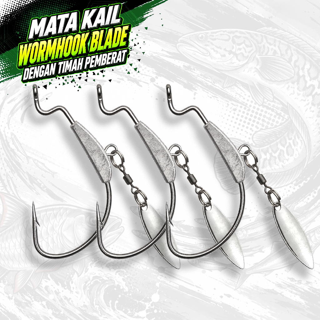 MMT7 Mata Kail Wormhook Blade Untuk Umpan Pancing Softlure / Zman dengan Timah Pemberat Blade
