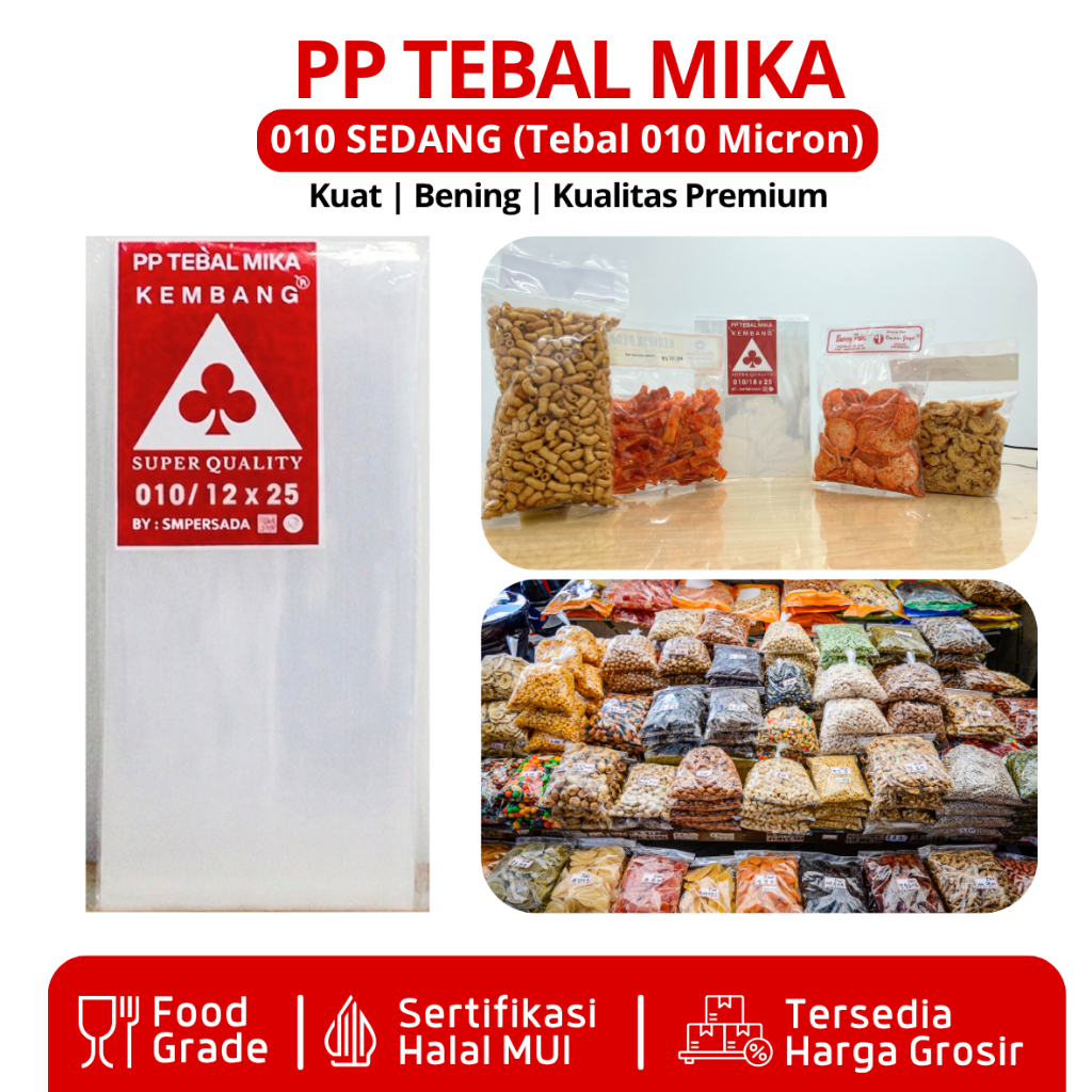 Plastik PP Tebal Bening 010 Ukuran Sedang 17x25 17x30 18x30 20x35 (Tebal 100 Micron)