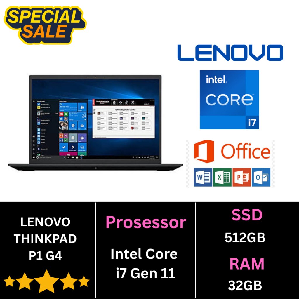 Laptop Workstation Lenovo Thinkpad P1 Gen 4 Intel Intel Core i7 Gen 11 Ram 64 GB SSD 3 TB GPU Nvidia