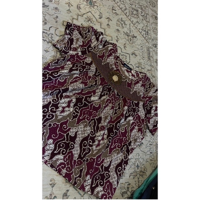 Blouse Batik Wanita Kerah Asimetris / Atasan Batik Kombinasi