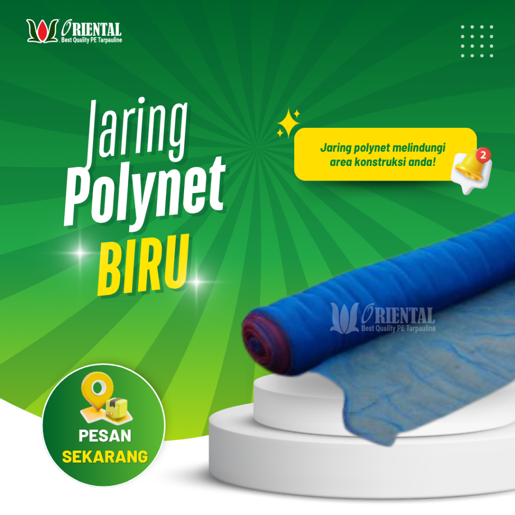 1 Roll Jaring Polynet Biru 1.3m x 100m - Tahan Lama, Perlindungan Tanaman, Pengaman Bangunan