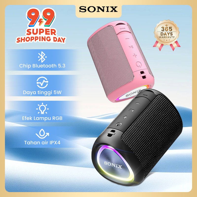 Sonix Speaker Bluetooth SK07 Bass RGB Waterproof IPX4 Bluetooth 5.3 1200mAH Portable Original - Gara