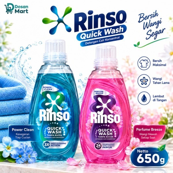 Rinso Botol Detergen Cair || Rinso Sabun Cuci Baju Cair || Kemasan 650 g