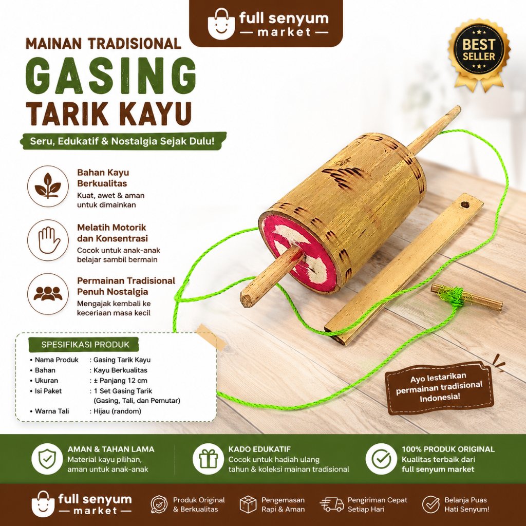 LARISSSSS Gasing Bambu / Gangsing Bambu / Gasing Bambu Bunyi Mainan Tradisional Anak Mainan Edukasi 