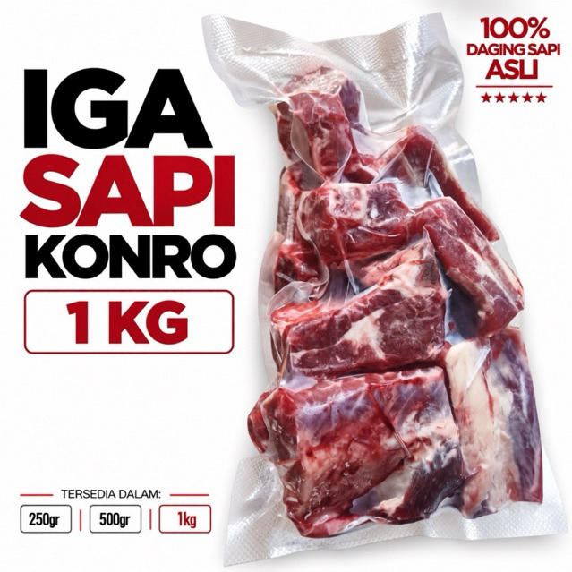 Iga Sapi Potong 1kg | Iga Sapi Segar Beku Frozen