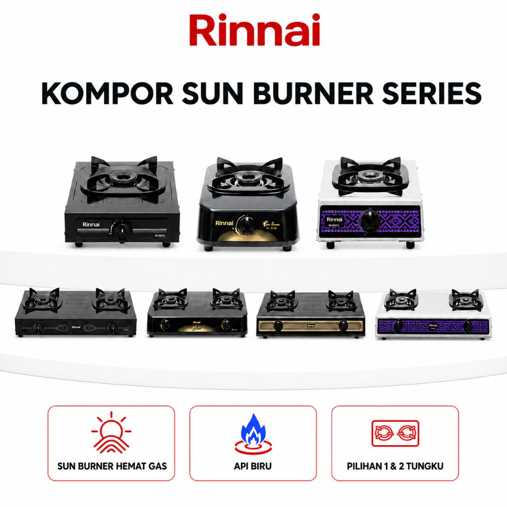 Rinnai Kompor Gas Sun Burner Series RI 201S RI 301S RI 202S RI 302S RI 522S RI 51SB RI 52SB | 1 & 2 