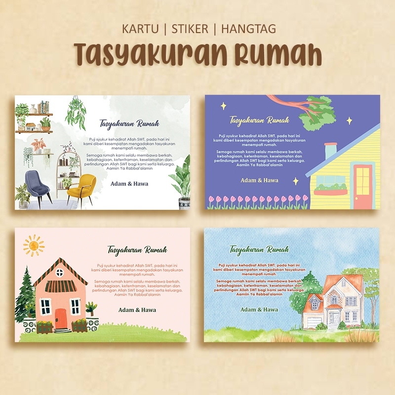 Kartu/Stiker/Hangtag Ucapan Tasyakuran Rumah Syukuran Rumah Baru Syukuran Pindahan Rumah