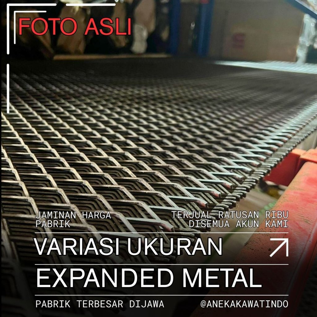 KAWAT JARING EXPANDED METAL BESI BAJA LEMBARAN UKURAN 1,2 X 1,2 METER | UKURAN 1,2 X 2,4 METER PABRI