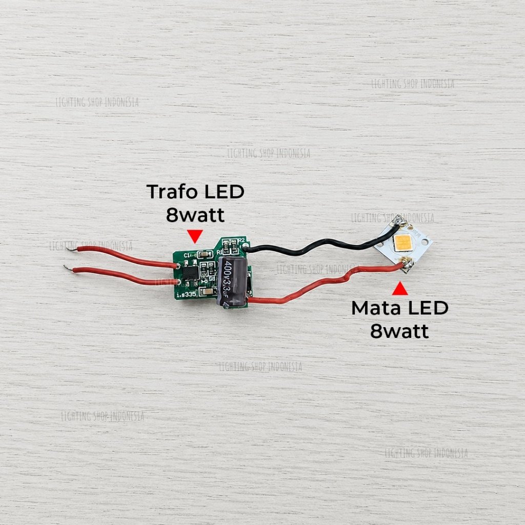 Lampu mata chip led 8w dan trafo led dc smd warm white