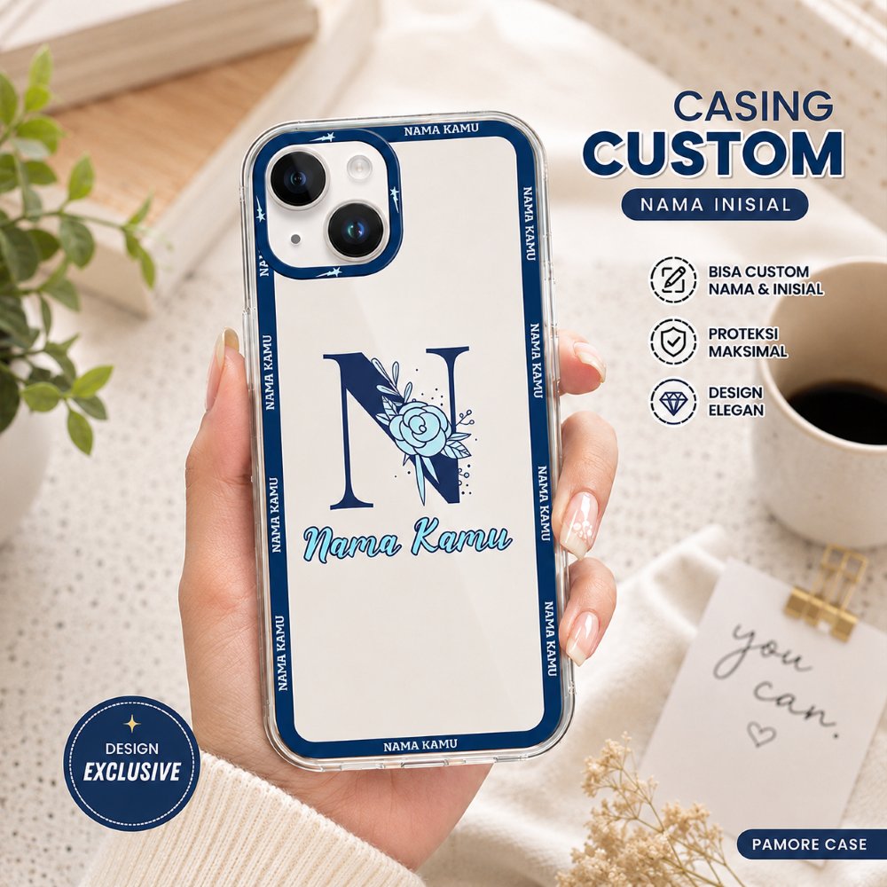 OFFICECASE Case HP Custom Nama & Inisial Untuk SAMSUNG A57 - A37 - A56 - A55 - A54 - A53 - A52 - A52