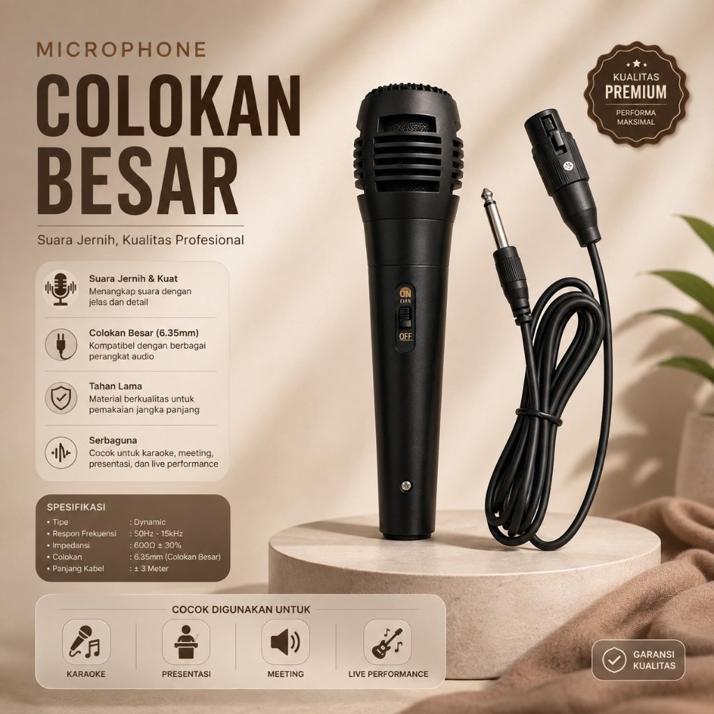 Microphone Mic Kabel Karaoke Colokan Besar / Colokan Kecil Mic