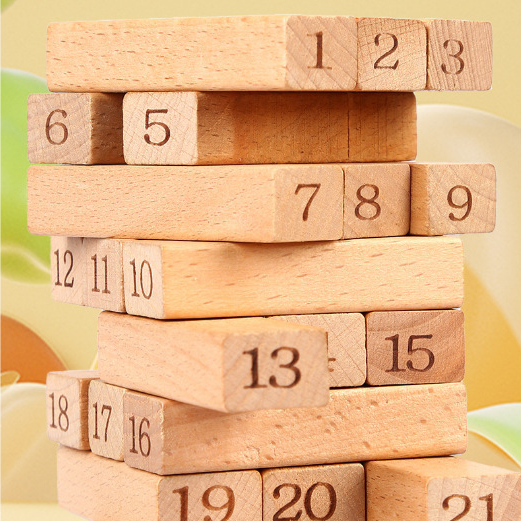 Mainan Edukasi Uno Stacko Kayu Jenga Balok Susun Angka Dadu & Warna Warni Permainan Keluarga