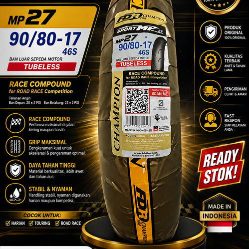 Ban FDR Tubeless 90/80-17 MP27 MP 27 - MP57 MP 57 Racing Soft Compound