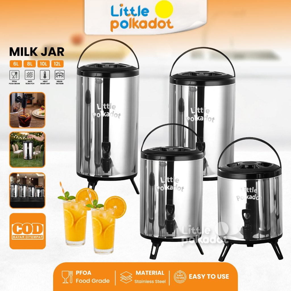 Littlepolkadot  6-12 Liter Dispenser Air Panas Dingin Termos Air Milk Tea Bucket Water Dispenser Min