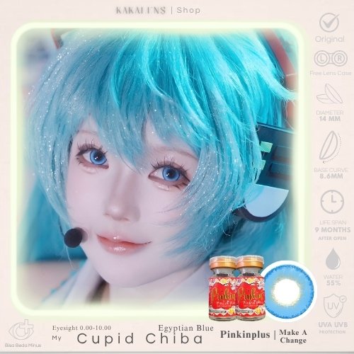 Softlens My Cupid Japan Cosplay Chiba Blue 14mm PinkinPlus Natural Lens / Softlen My Cupid Japan Cos