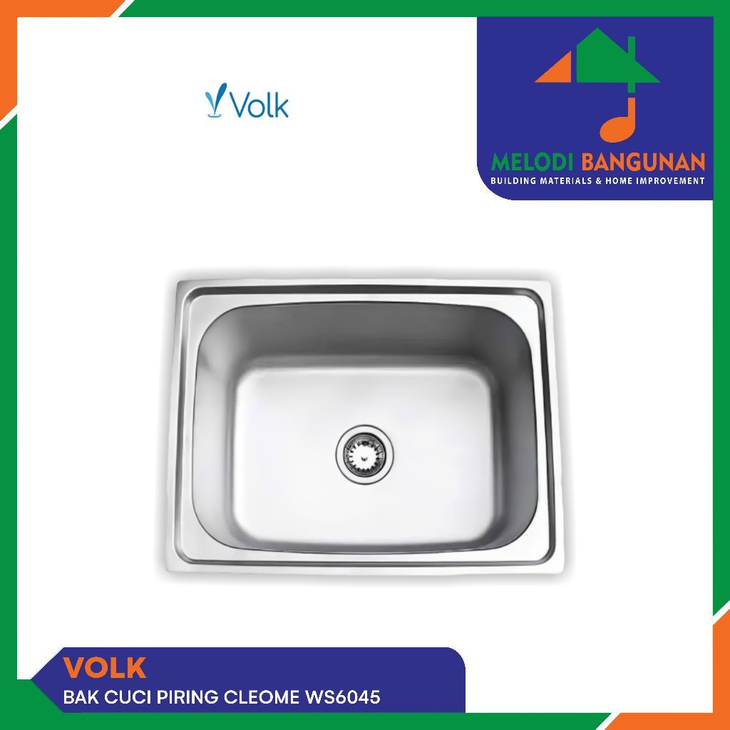 Volk - Kitchen Sink + Wastafel Bak Cuci Piring Dapur Cleome Ws6045 Ws 6045 Stainless Steel Top Mount