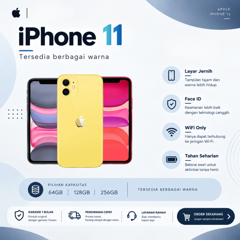 HP IPHONE 11  128GB 64GB Second inter WIFI ONLY kinophonecell MULUS SECOND ip11