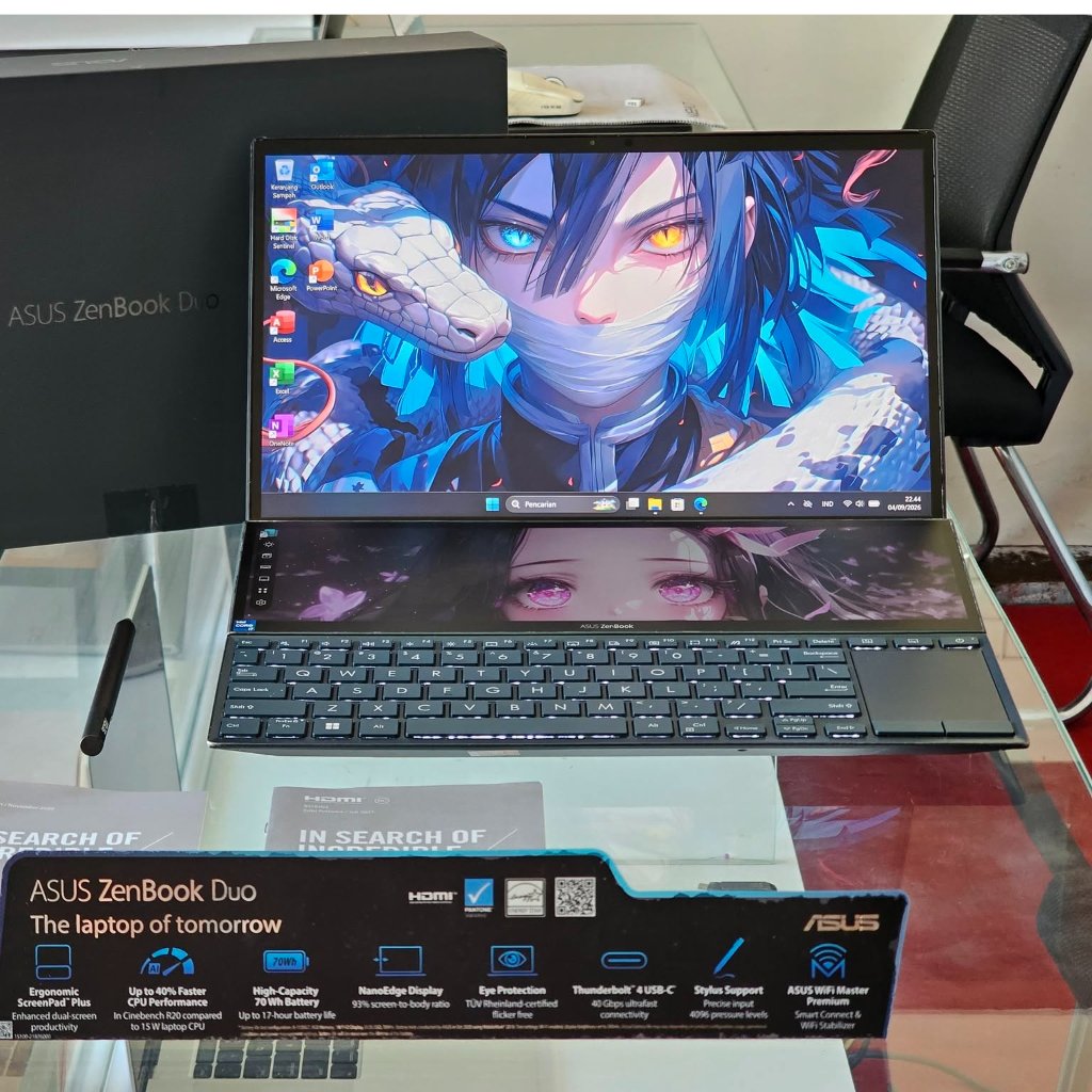 ASUS Zenbook Duo UX482EG Intel Core i7 Gen 11 Ram 16 GB SSD 512 GB Nvidia MX 450 Dual Layar Touchscr