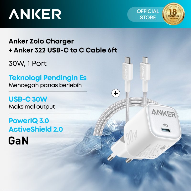 Anker Adaptor Wall Charger GaN Ice-cooled bundle Kabel cable USB Type C for iPhone 17 16 15 Series 4