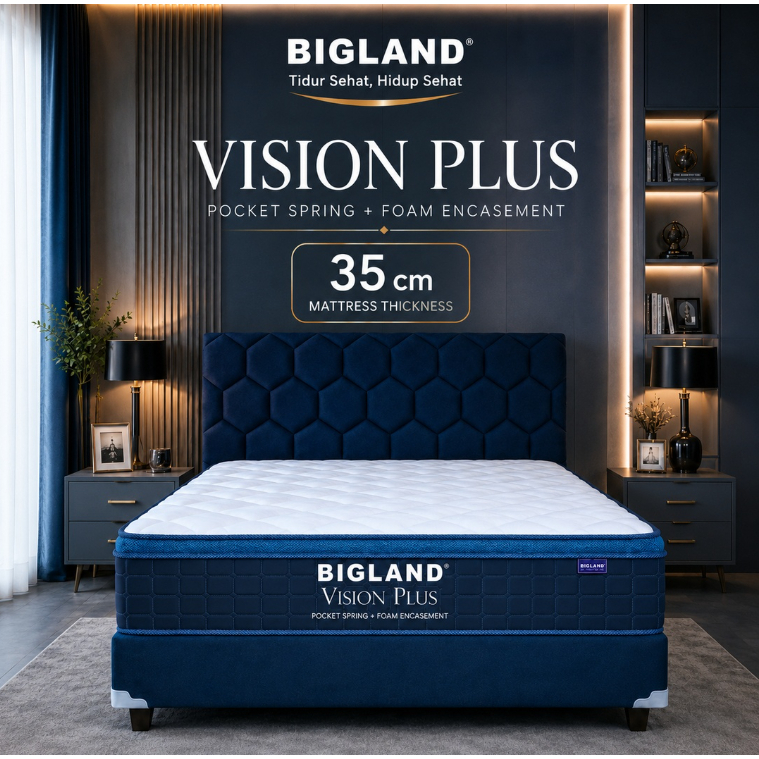 Kasur Matras SpringBed Bigland Plush Top 160x200x35 CM Garansi 15 Tahun