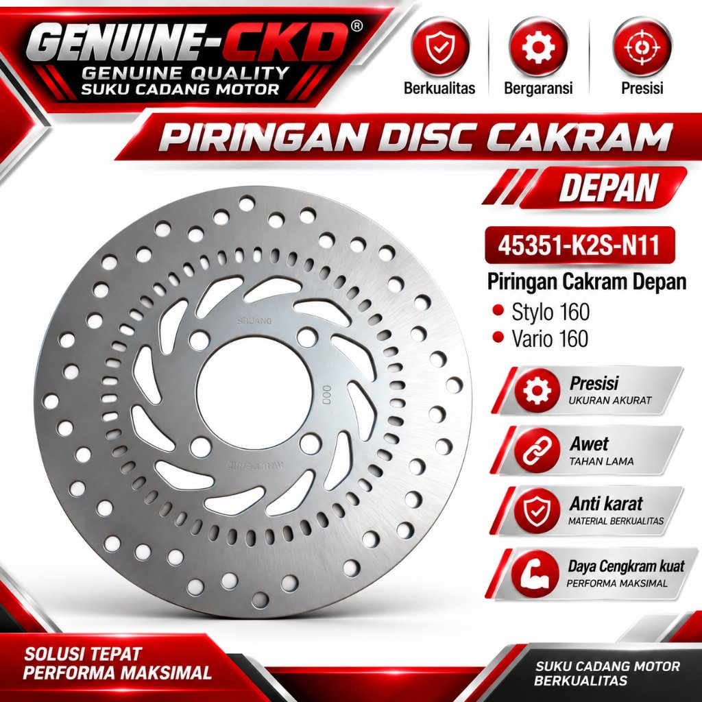 Piringan Disc Cakram Depan Honda K2S Vario 160 / Stylo 160 / 45351-K2S-N11