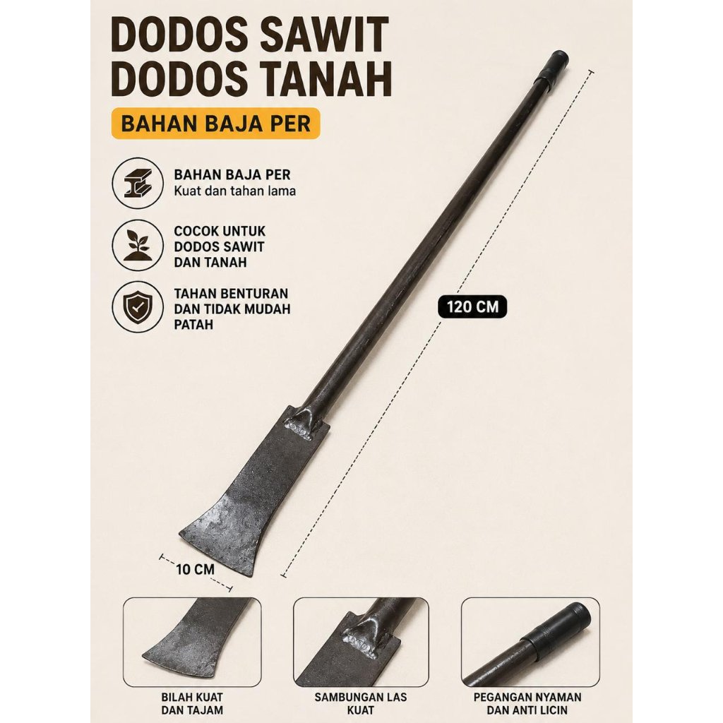 Dodos baja per mobil linggis tanah panjang 100cm gagang pipa dodos sawit linggis tanah