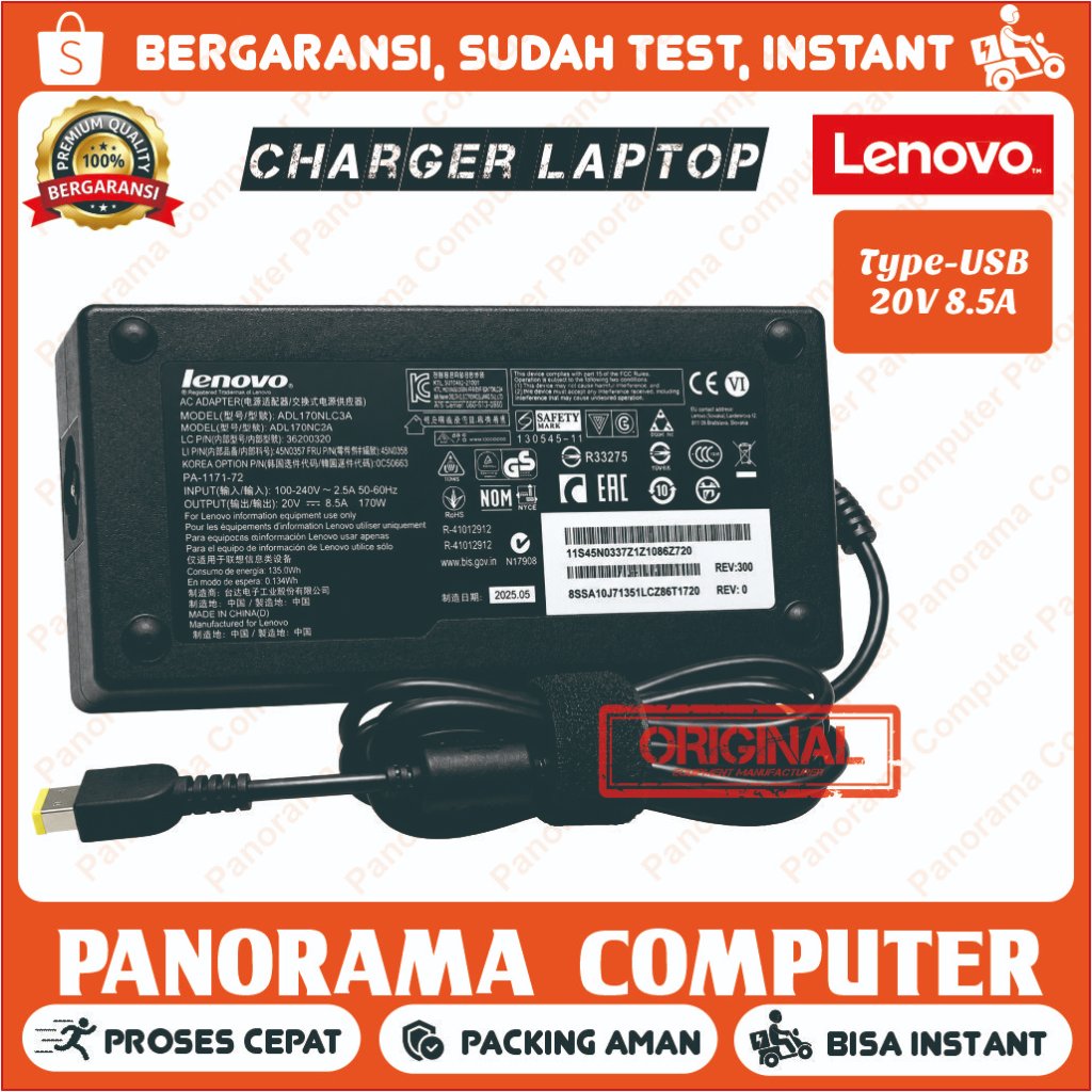 Adaptor Lenovo 170W 20V 8.5A USB W540 W541 T440 T440P T540P P50 P51